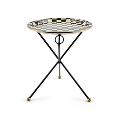 Mocha Check Enamel Tilt Accent Table