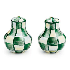 Violet Check Salt & Pepper Shakers