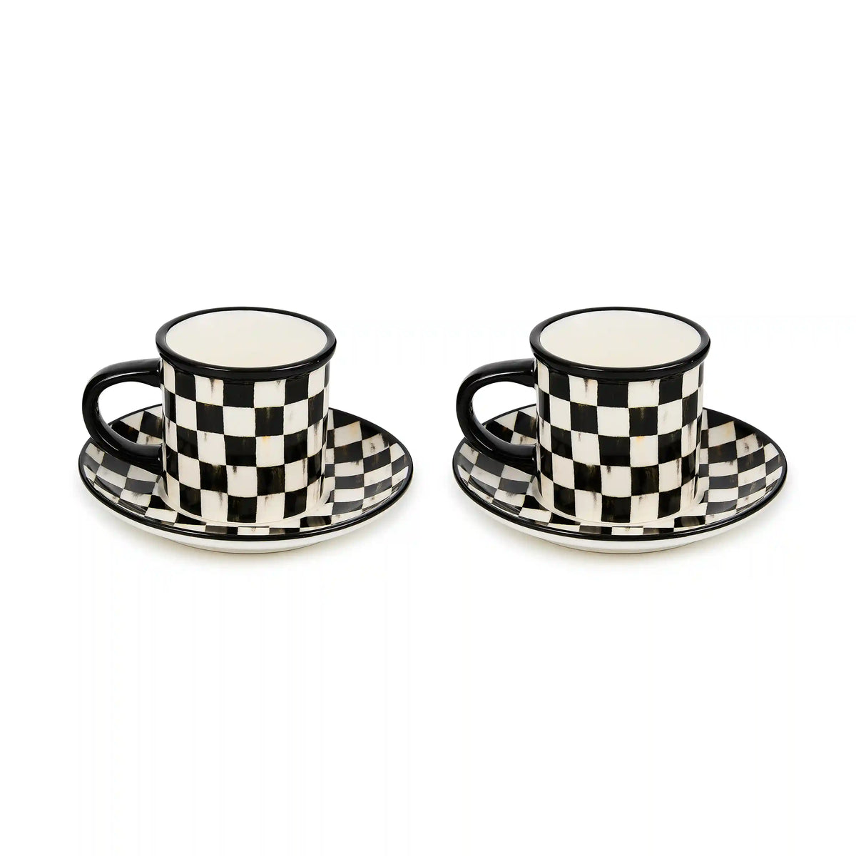 Mocha Check Espresso Cup & Saucer, Set of 2