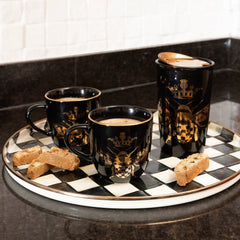 Violet Check Round Tray