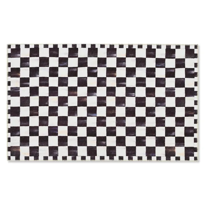 Courtly Checkered 3' x 5' Washable Rug
