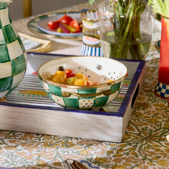 Violet Check Large Colander