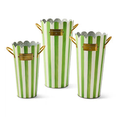 Violet Stripe Flower Buckets, Set of 3
