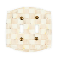 Mocha Check Double Toggle Switch Plate