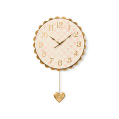 Courtly Check Heart Pendant Wall Clock