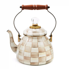 Mocha Check 2 Quart Tea Kettle