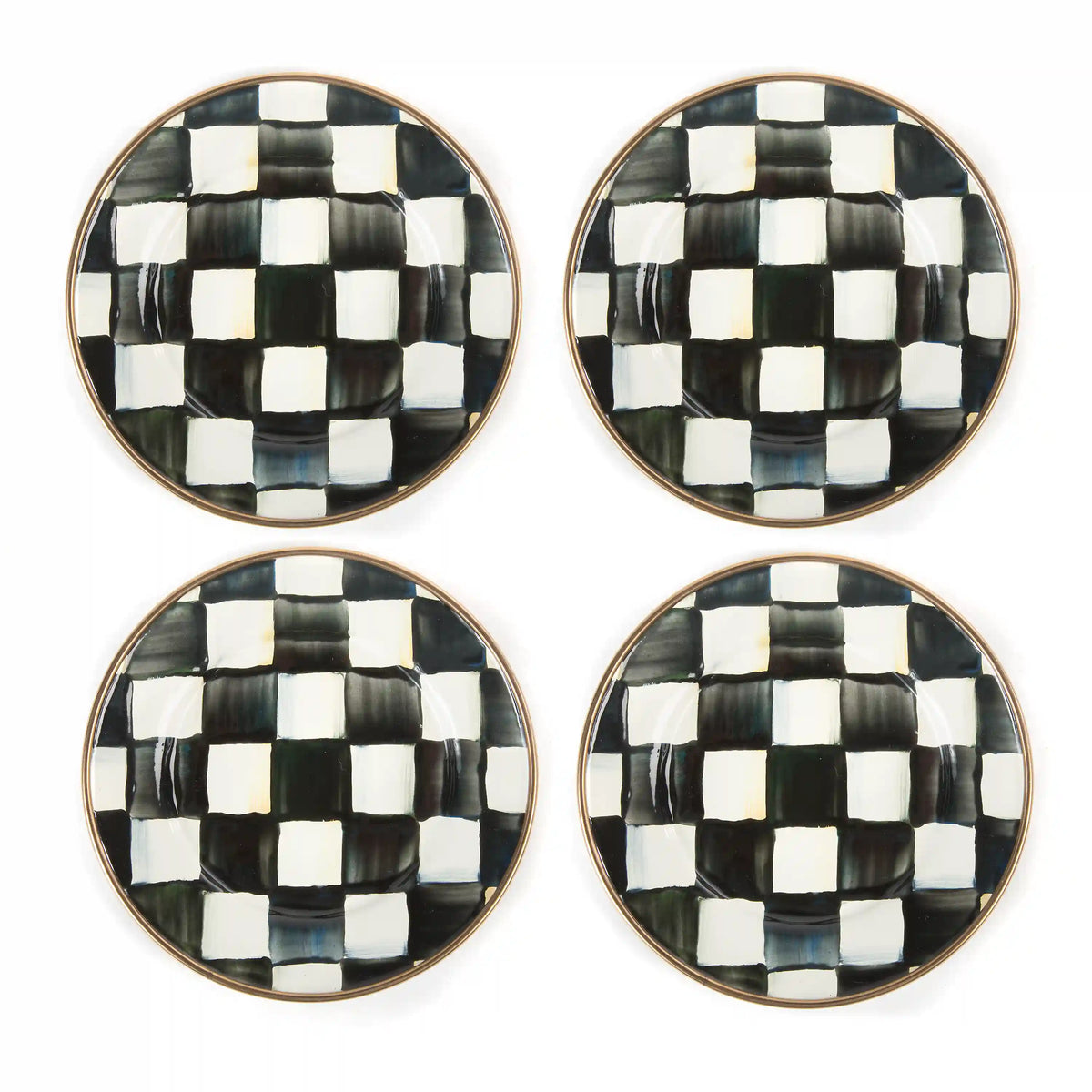 Emerald Check Appetizer Plates, Set of 4