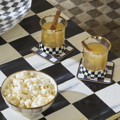 Mocha Check Cork Back Coasters, Set of 4