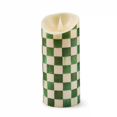 Emerald Check Flameless 6" Pillar Candle