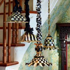 Mocha Check Medium Ceramic Pendant Lamp