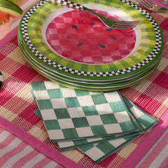 Sterling Check Cocktail Paper Napkins