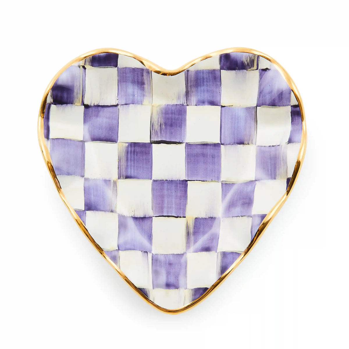 Mocha Check Ceramic Heart Plate