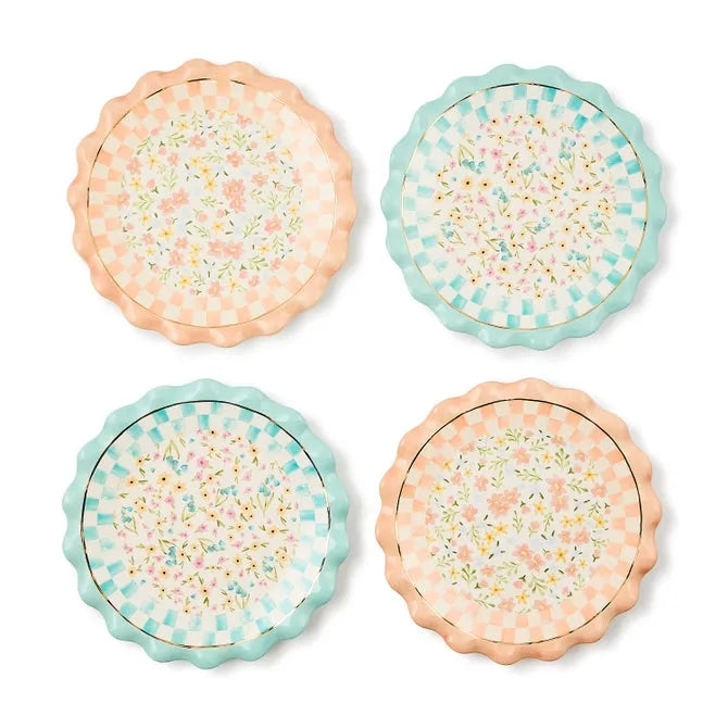 Posie Patch Ceramic Dessert Plates, Set of 4