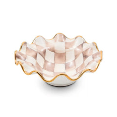 Mocha Check Ceramic Fluted Breakfast Bowl