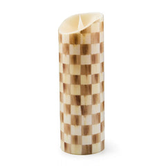 Emerald Check Flameless 5" Pillar Candle