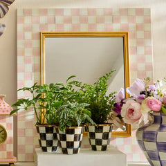 Mocha Check Enamel Wall Mirror