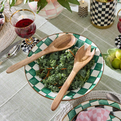 Violet Check Serving Bowl