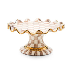 Rosy Check Ceramic Fluted Cake Stand